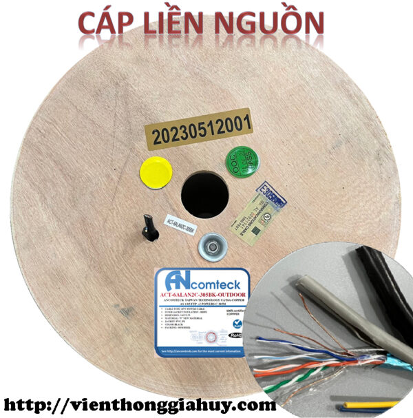 Cáp mạng liền nguồn Cat6A FTP + 2C lõi đồng ngoài trời