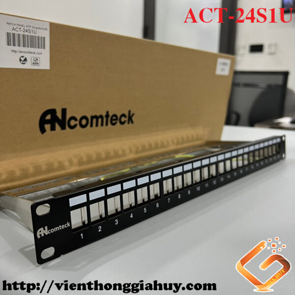 Thanh đấu nối mạng PATCH PANEL STP 24 cổng CAT5e mã ACT-24S1U, ACT-5U-88 ANCOMTECK