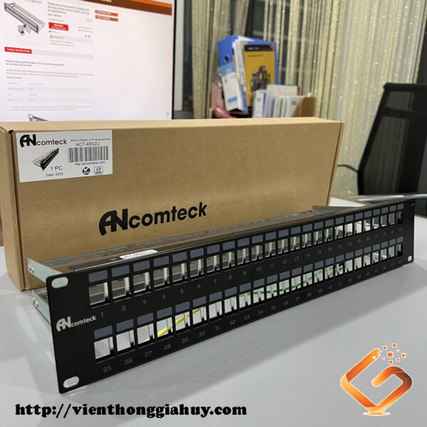 Thanh đấu nối mạng PATCH PANEL STP 48 cổng CAT5E mã ACT-48S2U, ACT-5U-88 ANCOMTECK