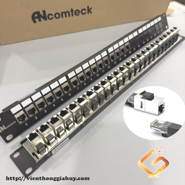 Thanh đấu nối mạng PATCH PANEL 16 port 1U chuẩn 19''  ACT-16S1U ANCOMTECK
