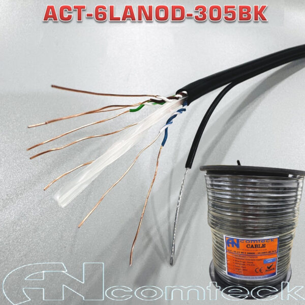 Cáp mạng CAT6 ngoài trời UTP - Outdoor ACT-6LANOD-305BK - có dây chịu lực gia cường