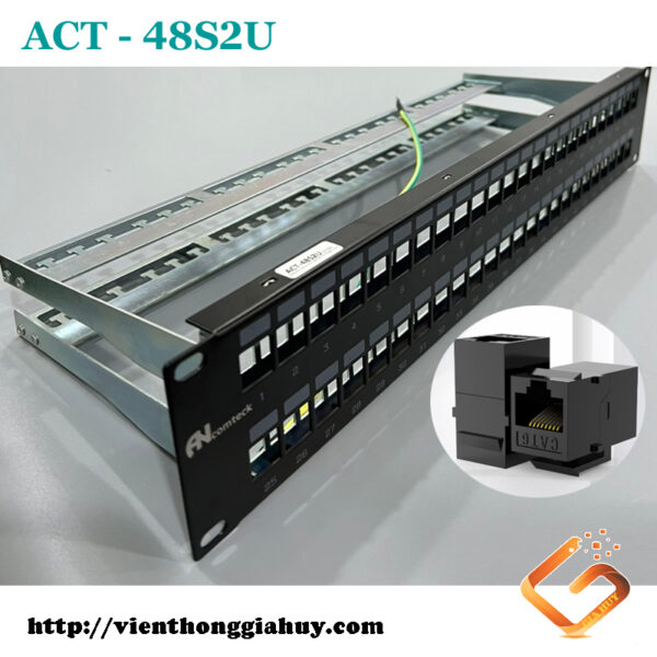 Thanh đấu nối mạng PATCH PANEL 48 cổng CAT6 mã ACT-48S2U, ACT-6U-88 ANCOMTECK