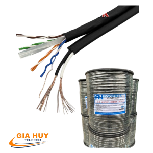 Cáp mạng liền nguồn Cat6 UTP + 2C lõi đồng liền nguồn ANCOMTECK mã ACT-6LAN2C-305BK