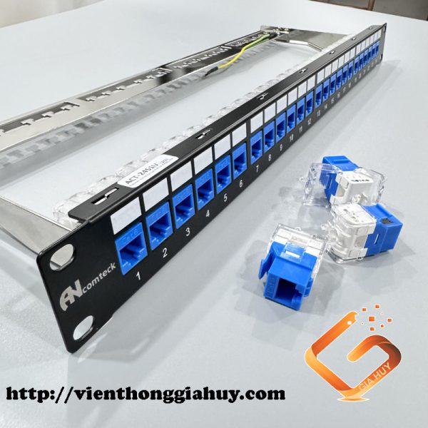 Thanh đấu nối mạng 24 cổng CAT6 UTP mã ACT-24S1U, ACT-JK28-C6-US ANCOMTECK