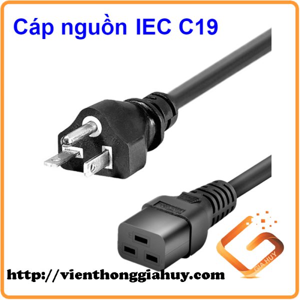 Cáp nguồn NEMA 5-15P đến IEC C19 - SJT 14AWG (15A 125V) màu đen