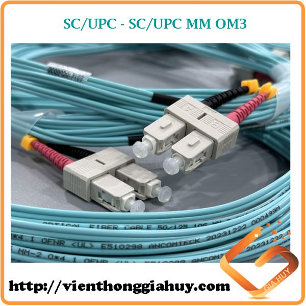 Dây nhảy quang 3m OM3 chuẩn SC-SC-MM ANCOMTECK P/N: ACT-OM3-SCSC-DX3M