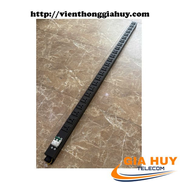 Ổ điện dọc tủ, 24 ổ cắm 3 chấu chuẩn đa dụng (01 Hàng dọc), MCB max 50A