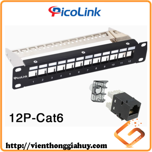 Thanh đấu nối Patch Panel 12 Port Cat6 PICOLINK mã PN:PL-S1U12 -C6