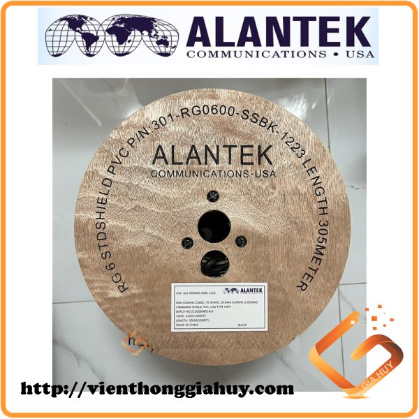 Dây cáp đồng trục Alantek RG6 Standard-shield 301-RG0600-SSBK-1223
