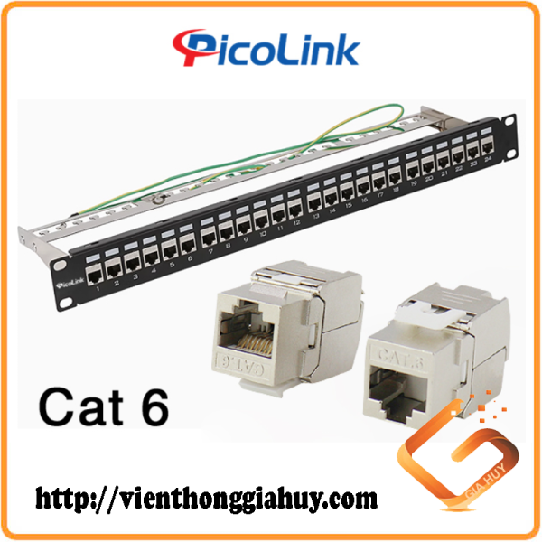 Thanh đấu nối Patch Panel 24 cổng Cat6A FTP 1U PicoLink P/N: PL-SF1U24P -C6
