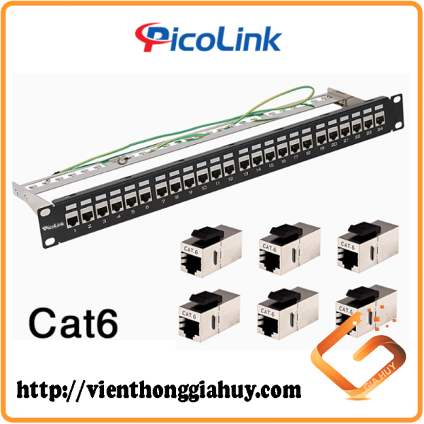 Thanh đấu nối Patch Panel 24 cổng Cat6 FTP 1U PicoLink P/N: PL-F1U24P -C6