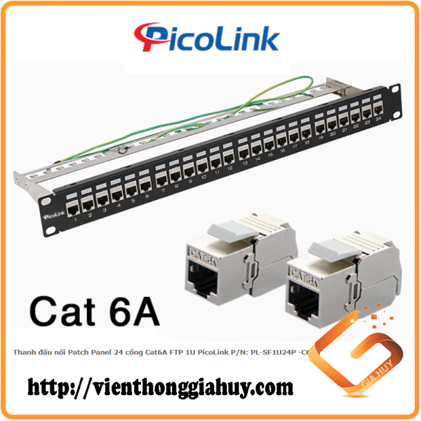 Thanh đấu nối Patch Panel 24 cổng Cat6A FTP 1U PicoLink P/N: PL-SF1U24P -C6A
