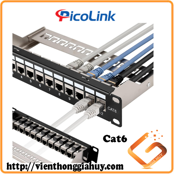 Thanh đấu nối Patch Panel 24 cổng Cat6 STP 1U PicoLink P/N: PL-S1U24P -C6