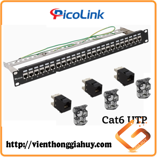 Thanh đấu nối Patch Panel 24 cổng Cat6 UTP 1U PicoLink P/N: PL-U1U24P -C6
