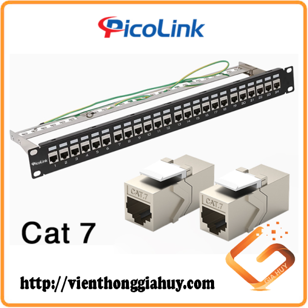 Thanh đấu nối Patch Panel 24 cổng Cat7 FTP 1U PicoLink P/N: PL-F1U24P -C7