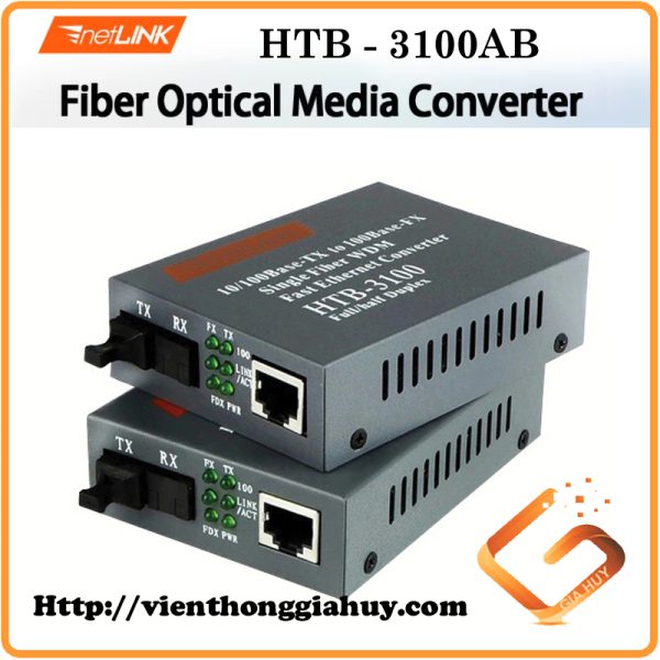 HTB-3100AB Bộ chuyển đổi quang điện 1 sợi Converter quang điện Netlink 25km loại 10/100
