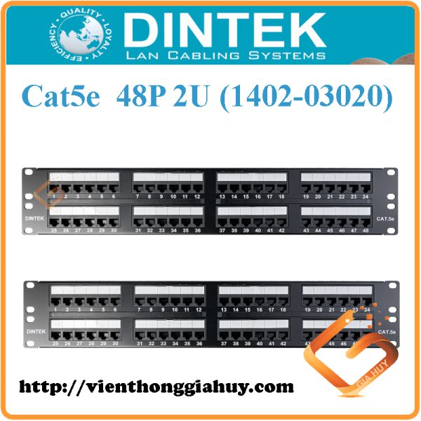 Patch Panel DINTEK Cat5e UTP 48P 2U 1402-03020 PowerPRO