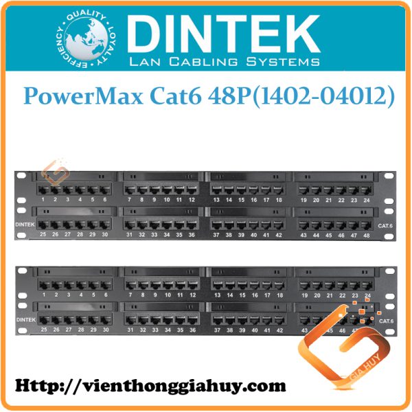 Patch Panel DINTEK PowerMAX Cat.6 UTP 48P 2U (1402-04012)