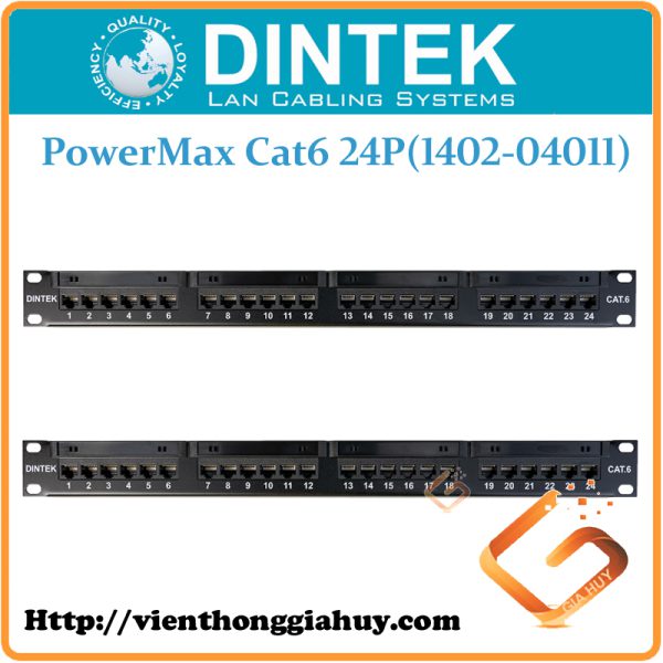 Patch Panel DINTEK PowerMax Cat.6 UTP 24P 1U (1402-04011)