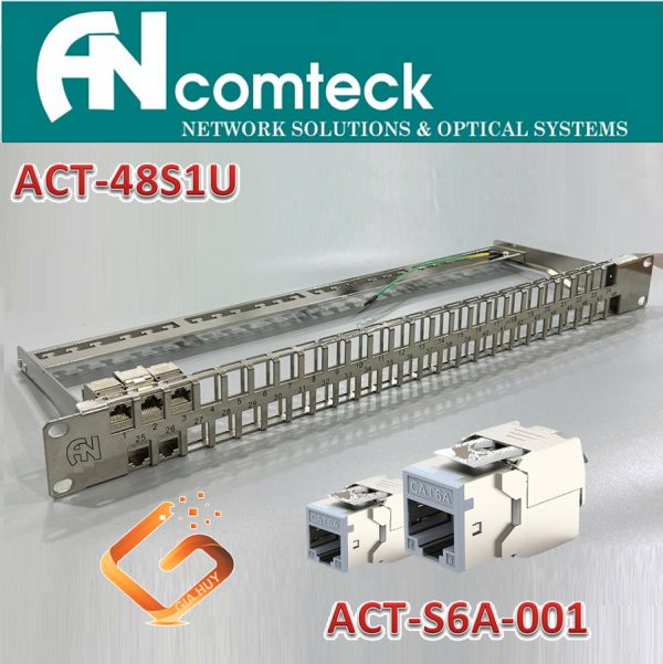 Thanh đấu nối 48 cổng 1U Cat6A Ancomteck , ACT-48S1U|ACT-S6A-001