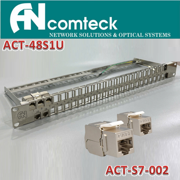 Thanh đấu nối 48 cổng 1U Cat7 mã ACT-48S1U, ACT-S7-002 Ancomteck