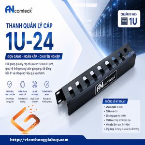 Thanh quản lý cáp ngang 1u 24 cổng lắp rack 19'' ACT-19241U, hiệu Ancomteck